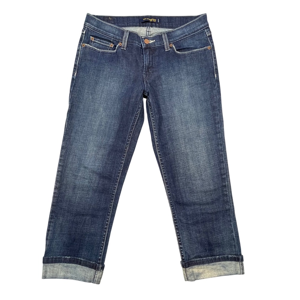 Levis Blue 524 Too Superlow Cropped Cuffed Jeans Womens Size  7